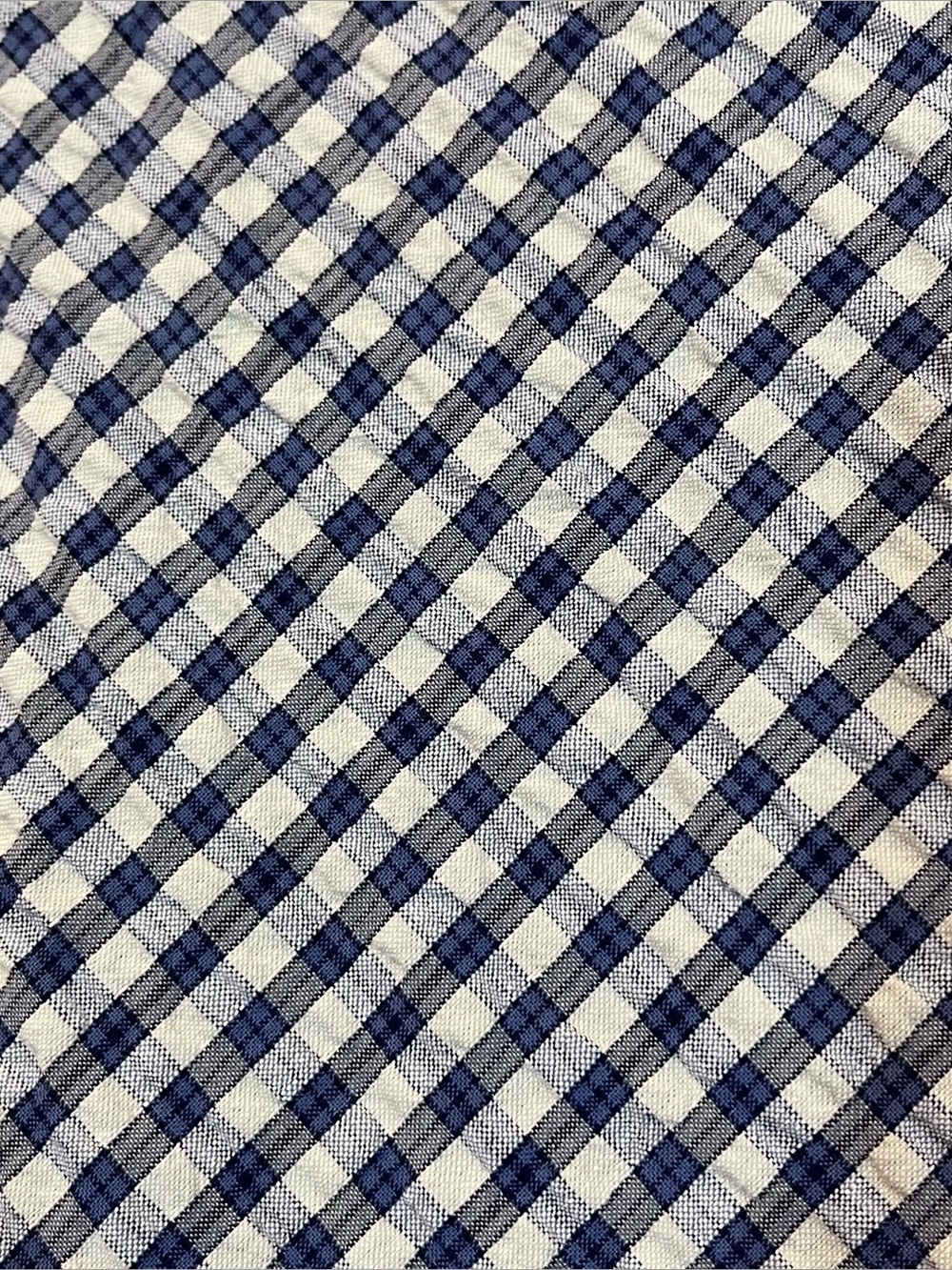 VTG Faconnable Size Small Blue & White Seersucker Plaid Button Up Collared Top - Picture 11 of 11